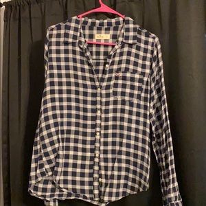 Hollister navy and white button down